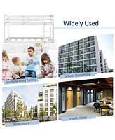 Gouun Twin Size Bunk Bed with High Guardrails and Integrated Ladder