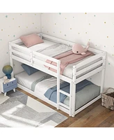 Gouun Twin Size Bunk Bed with High Guardrails and Integrated Ladder