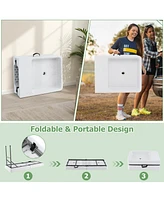 Gouun 5 Ft Folding Ice Cooler Table with Double Sinks for Camping Party Picnic Wedding