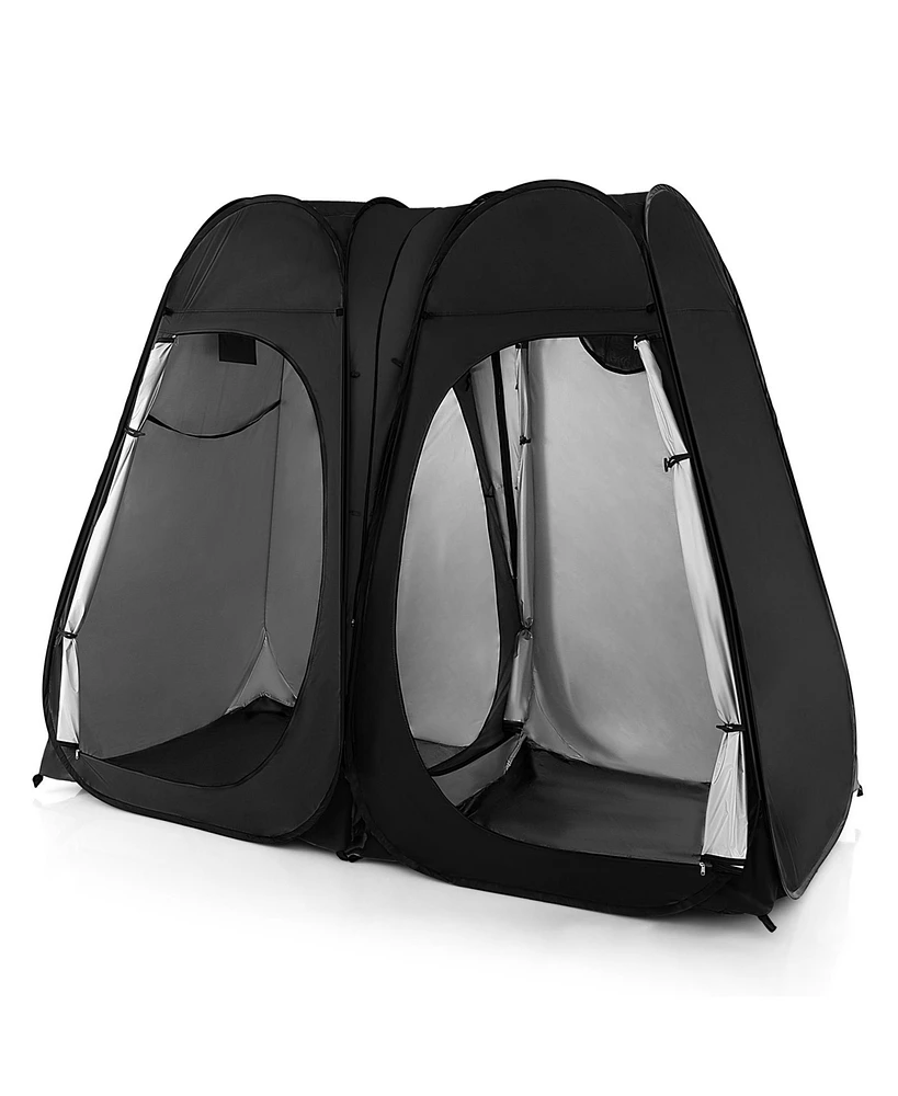 Gouun Oversized Pop Up Shower Tent with Window Floor and Storage Pocket