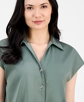 Anne Klein Women's Cap-Sleeve Pleated-Back Shirt