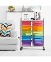 Gouun 15-Drawer Utility Rolling Organizer Cart Multi-Use Storage