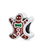 Bling Jewelry Christmas Gingerbread Man Cookie Charm Bead Sterling Silver