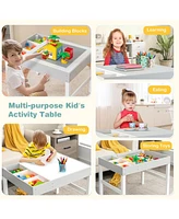 Gouun 3 in 1 Wooden Kids Table with Storage and Double-Sided Tabletop