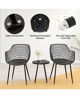 Gouun 3 Piece Patio Chair Set with Pp Seat and Tabletop for Porch