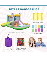 Gouun Inflatable Bounce House Bouncy Castle with Slide and Obstacle and Ball Pit without Blower