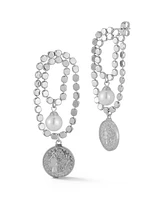 Rachel Zoe Gold Plated Statement Drop Coin Earrings With Pearls