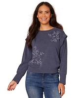 Democracy Petite Embellished Layered-Sleeve Sweatshirt