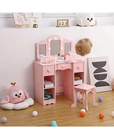 gaomon Kids Vanity Set, Princess Makeup Table and Chair with Vanity Table