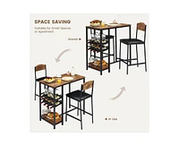 gaomon Dining Table Set for 2, Bar and Chairs 2 with Storage Shelf Wine Rack, Kitchen Upholstered