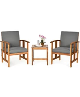 Gouun 3PC Solid Wood Outdoor Patio Sofa Furniture Set