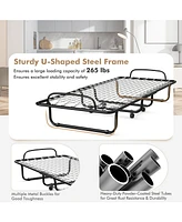 Gouun Rollaway Folding Bed with Memory Foam Mattress and Sturdy Metal Frame Made in Italy