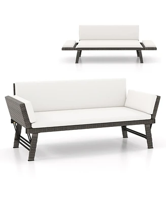 Gouun Outdoor Convertible Sofa Daybed with Adjustable Armrests for Balcony-Off