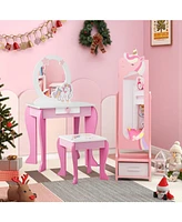 Gouun Kids Jewelry Armoire Cabinet with Storage and 2 Tilt Angles