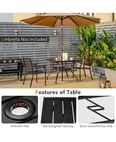 Gouun 3 Pieces Patio Dining Set Stackable Chairs Armrest Table with Umbrella Hole