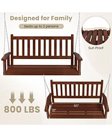 Gouun 3-Person Wooden Outdoor Porch Swing with 800 lbs Weight Capacity