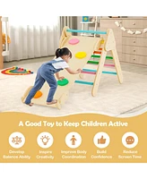 Gouun 2-in-1 Wooden Kids Climber Toys with Triangle Arch Ramp