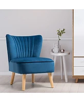 Gouun Modern Armless Velvet Accent Chair with Wood Legs