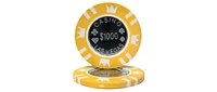 Slickblue Poker Chips with Coin Inlay - 25-Pack, $1000 Denomination