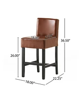 The Pop Home Set of 2 Modern Counter Stools,Soft Upholstered Seat for Kitchen & Dining-The