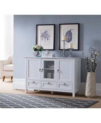 Kings Brand Furniture Evans Sideboard Buffet Console Table Storage Cabinets, White