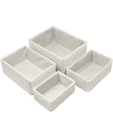 Sorbus Storage Baskets 4-Piece Set - Stackable Woven Basket Paper Rope Bin Boxes for Makeup, Office Supplies, Bedroom, Closet