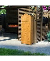 Gouun 71 Inch Tall Garden Tool Storage Cabinet with Lockable Doors and Foldable Table