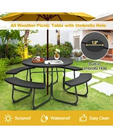 Gouun 8-Person Outdoor Picnic Table and Bench Set with Umbrella Hole