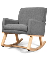 Gouun Upholstered Rocking Chair with and Solid Wood Base