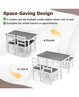 Gouun 5-Piece Wooden Dining Set with Rectangular Table and 4 Chairs