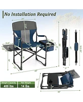 Gouun Folding Camping Directors Chair with Cooler Bag and Side Table