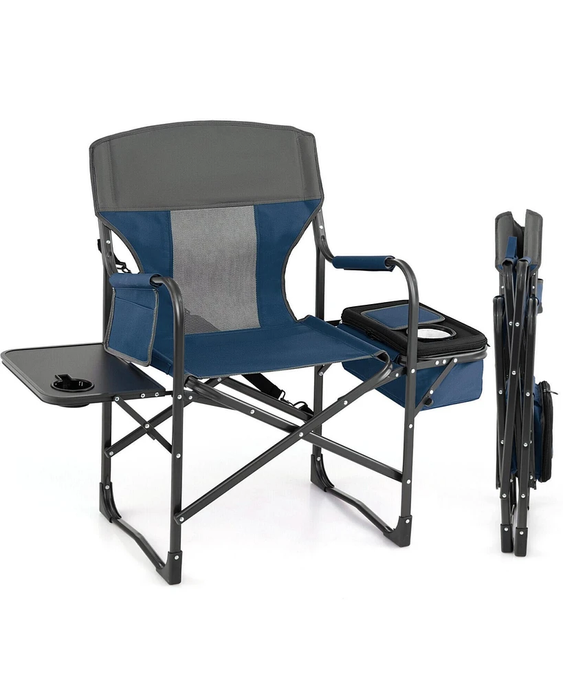 Gouun Folding Camping Directors Chair with Cooler Bag and Side Table