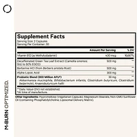 Codeage M-Burn Optimized Supplement - Decaffeinated Green Tea Std. to 50% Egcg, Berberine, Akkermansia, Vitamin B12 - Probiotics - Vitamins