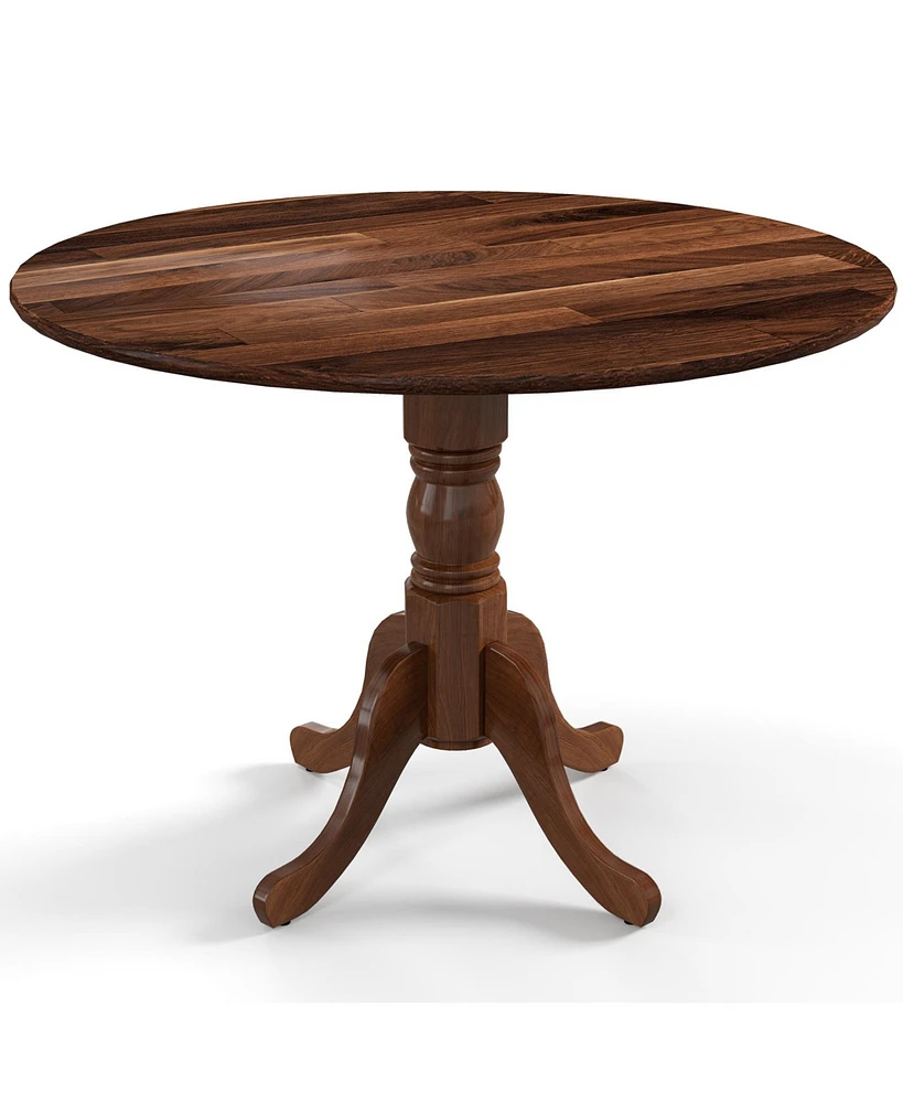 Gouun Wooden Dining Table with Round Tabletop and Curved Trestle Legs