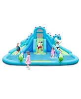 Inflatable Water Slide with Dual Slides and Large Splash Pool (Without Blower)