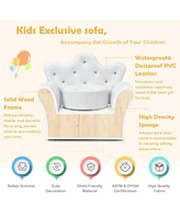 Gouun Children Upholstered Princess Sofa with Ottoman and Diamond Decoration for Boys and Girls