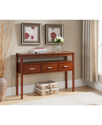 Kings Brand Furniture Kings Brand Console Entryway Table with 3 Drawers, Walnut Finish Wood