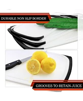 Belwares Cutting Boards for Kitchen, Plastic Chopping Board Set of 3 with Non-Slip Feet and Deep Drip Juice Groove, Easy Grip Handle, Bpa Free, Dishwa