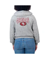 Wear by Erin Andrews Women's Heather Gray San Francisco 49ers Speckled Fleece Cropped Full-Zip Hoodie