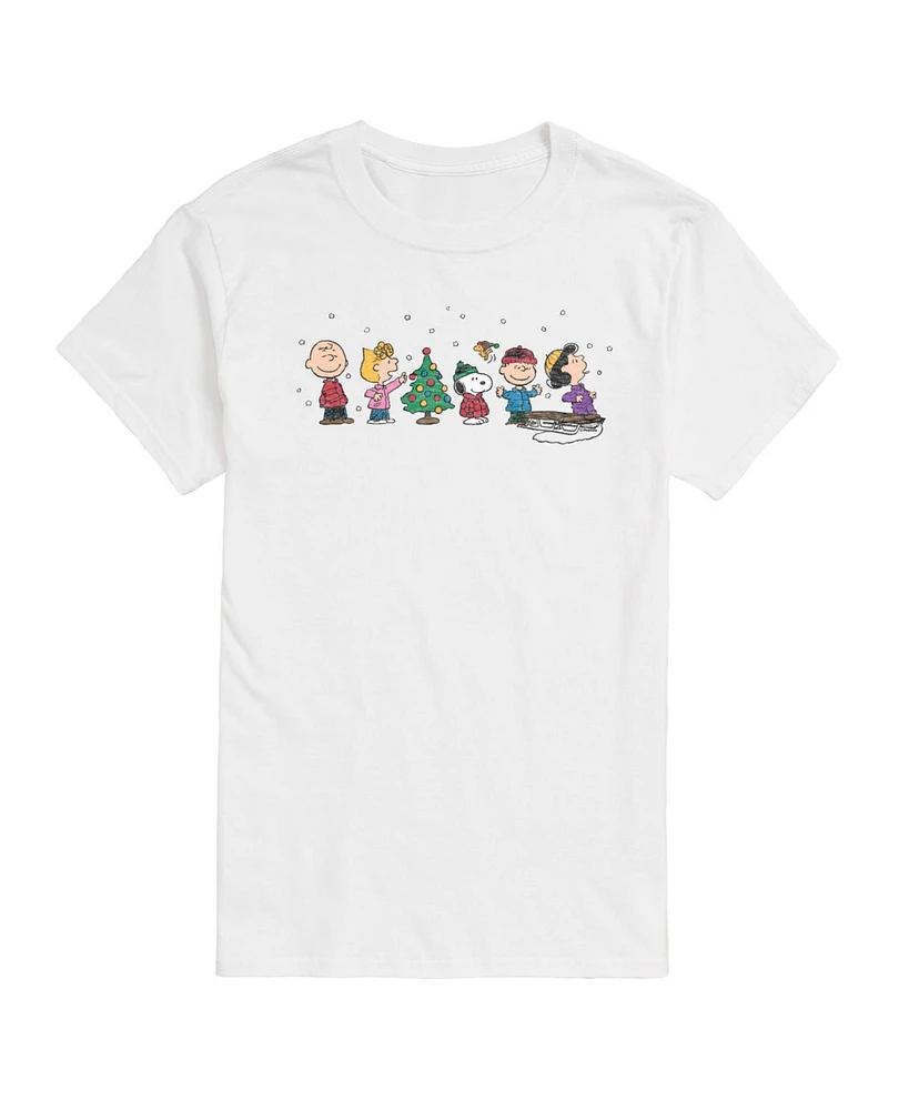 Airwaves Men's Peanuts Holiday Lineup Short Sleeve Tee