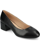 Journee Collection Women's Saarii Round Toe Block Heel Pumps