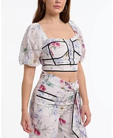 Bebe Women's Printed Bustier with Contrast Taping