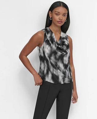 Dkny Petite Printed Cowlneck Top