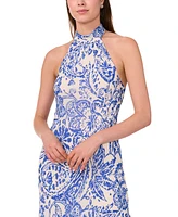 1.state Women's Printed Halter Open-Back Maxi Dress