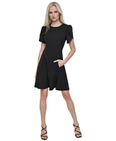 Dkny Women's Jewel-Neck Tulip-Sleeve Fit & Flare Dress