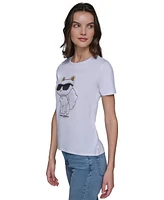 Karl Lagerfeld Paris Women's Choupette Embellished T-Shirt