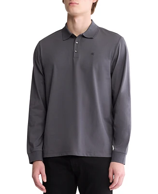 Calvin Klein Men's Smooth Cotton Long-Sleeve Polo Shirt