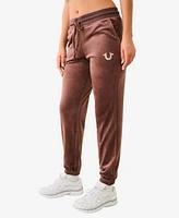 True Religion Women's Lurex Velour Jogger Pants