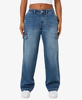 True Religion Women's Baggy Cargo Straight Jeans