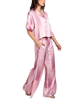 Midnight Bakery Women's Emberly Striped Satin Pajama Set